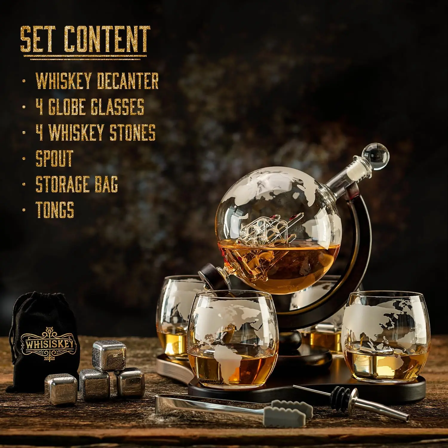 Decanter Globe Set - NANCIHUI 크리에이티브 유리 디캔터 4 컵