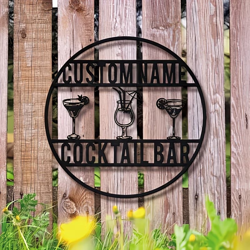 Home Bar Cafe - 맞춤형 이름 칵테일 바 간판, 마티니