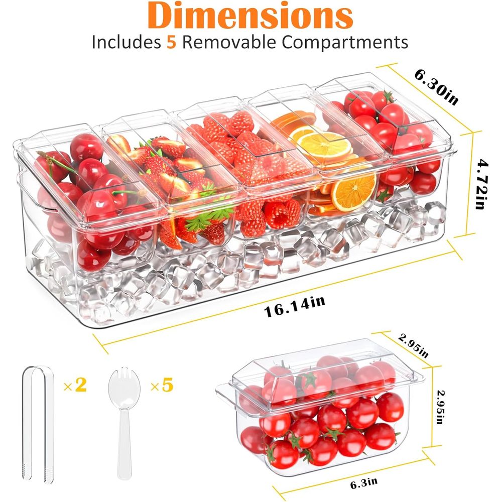 조미료 트레이, 가정, 파티, 기념 행사용 냉장 서빙  - Garnish Tray Set 리뷰 및 가격