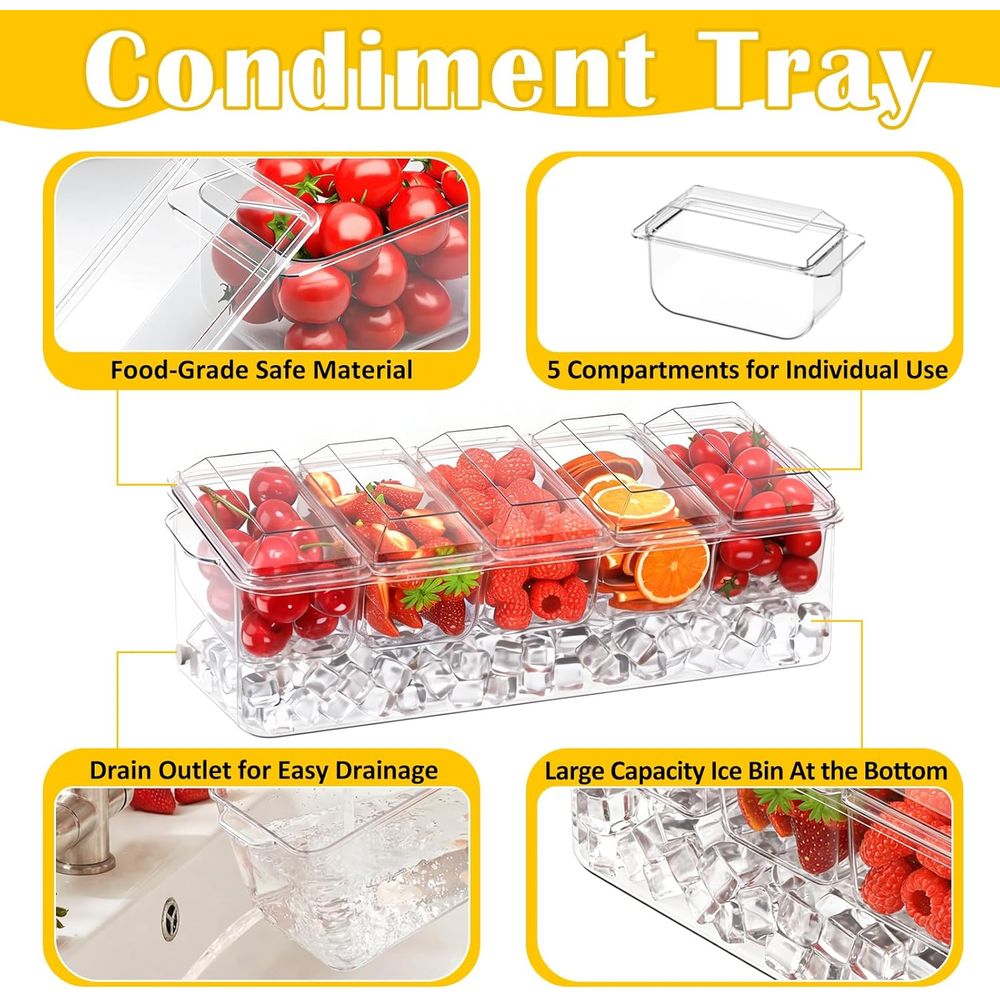 조미료 트레이, 가정, 파티, 기념 행사용 냉장 서빙  - Garnish Tray Set 리뷰 및 가격